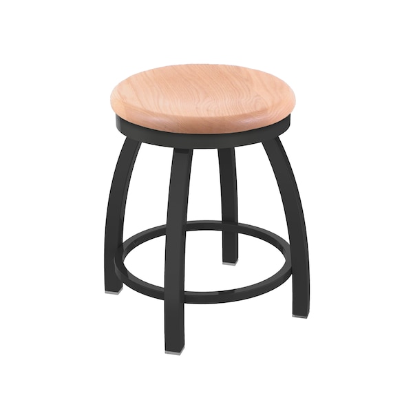18" Swivel Vanity Stool, Pewter Finish, Nat Oak Seat
